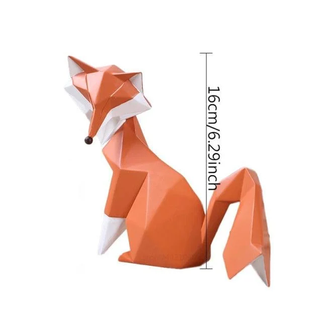 Geometric Orange Fox Figurine - Homeko