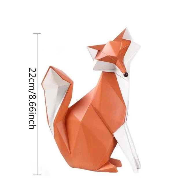 Geometric Orange Fox Figurine - Homeko