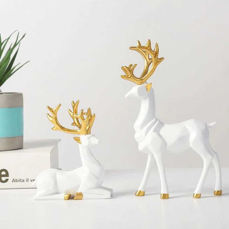 Geometric Reindeer Sculptures - Homeko