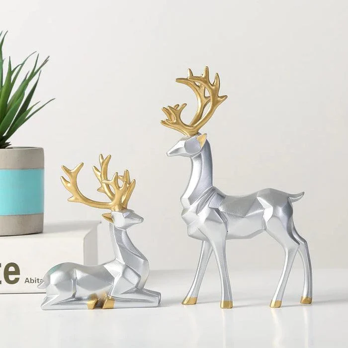 Geometric Reindeer Sculptures - Homeko