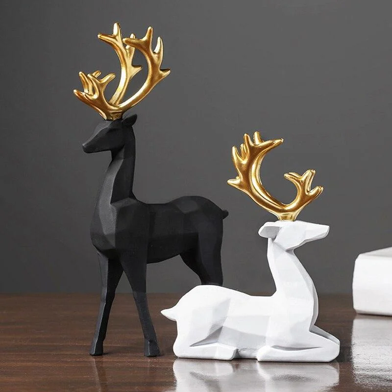 Geometric Reindeer Sculptures - Homeko