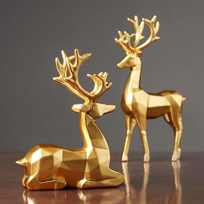 Geometric Reindeer Sculptures - Homeko