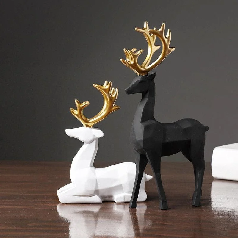 Geometric Reindeer Sculptures - Homeko