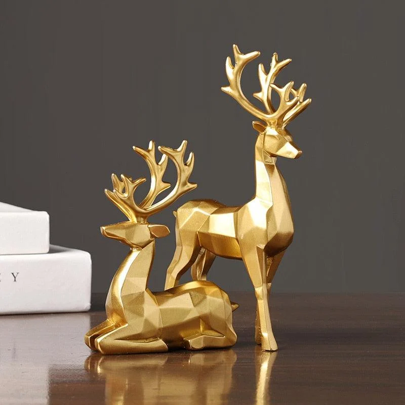 Geometric Reindeer Sculptures - Homeko