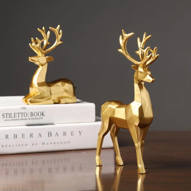 Geometric Reindeer Sculptures - Homeko