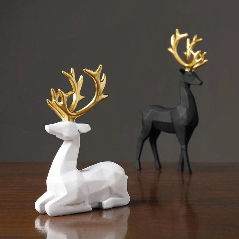 Geometric Reindeer Sculptures - Homeko