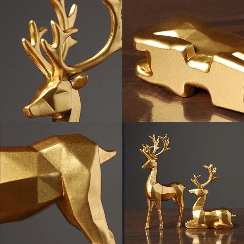 Geometric Reindeer Sculptures - Homeko