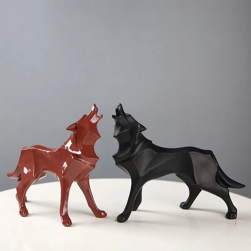 Geometric Wolf Figurines - Homeko