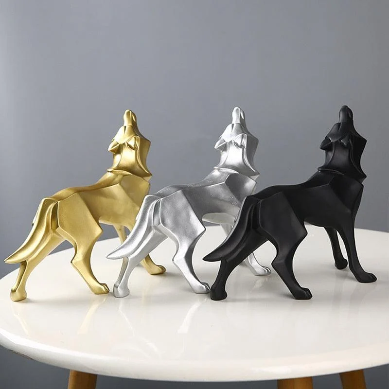 Geometric Wolf Figurines - Homeko