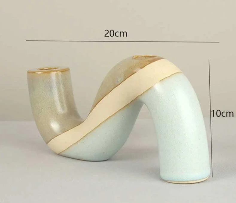 Geometric Ceramic Marble Candle Holder -