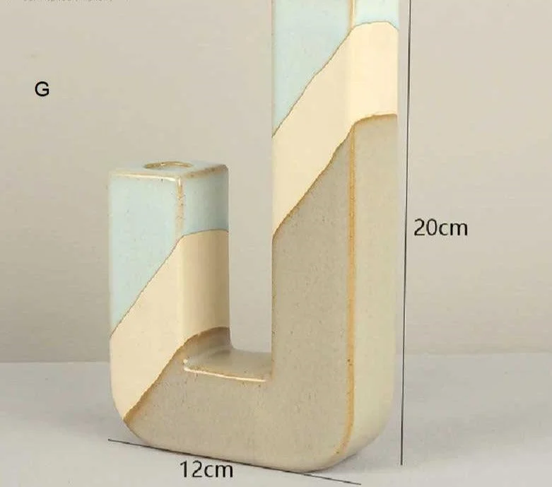 Geometric Ceramic Marble Candle Holder -