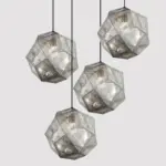 Geometric Globe Metal Mesh Gold Silver Industrial Pendant Light tag1