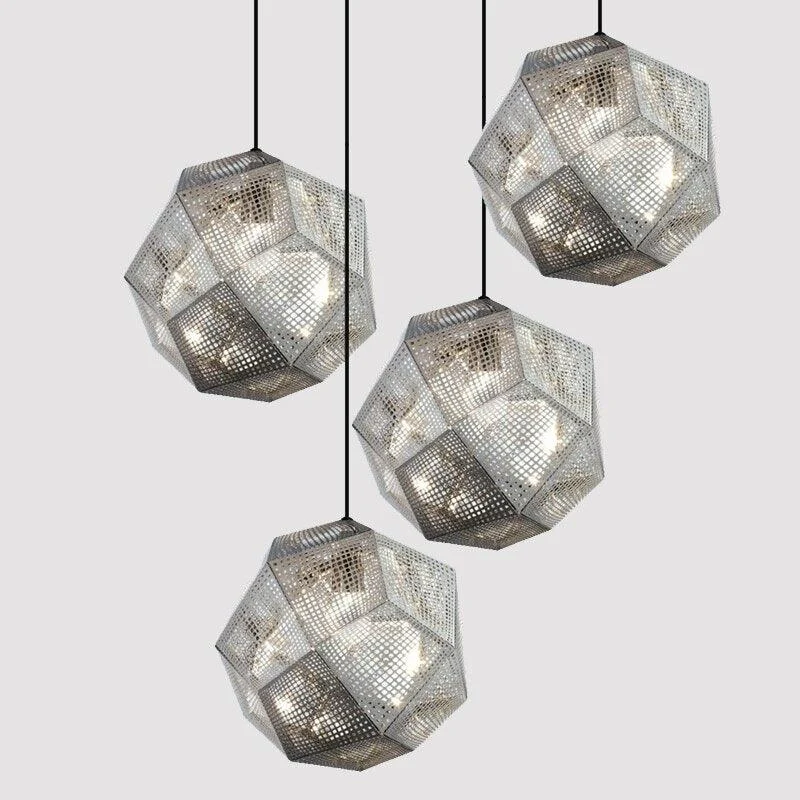 Geometric Globe Metal Mesh Gold Silver Industrial Pendant Light -  - #tag1#