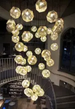 Geometric Globe Metal Mesh Gold Silver Industrial Pendant Light tag1
