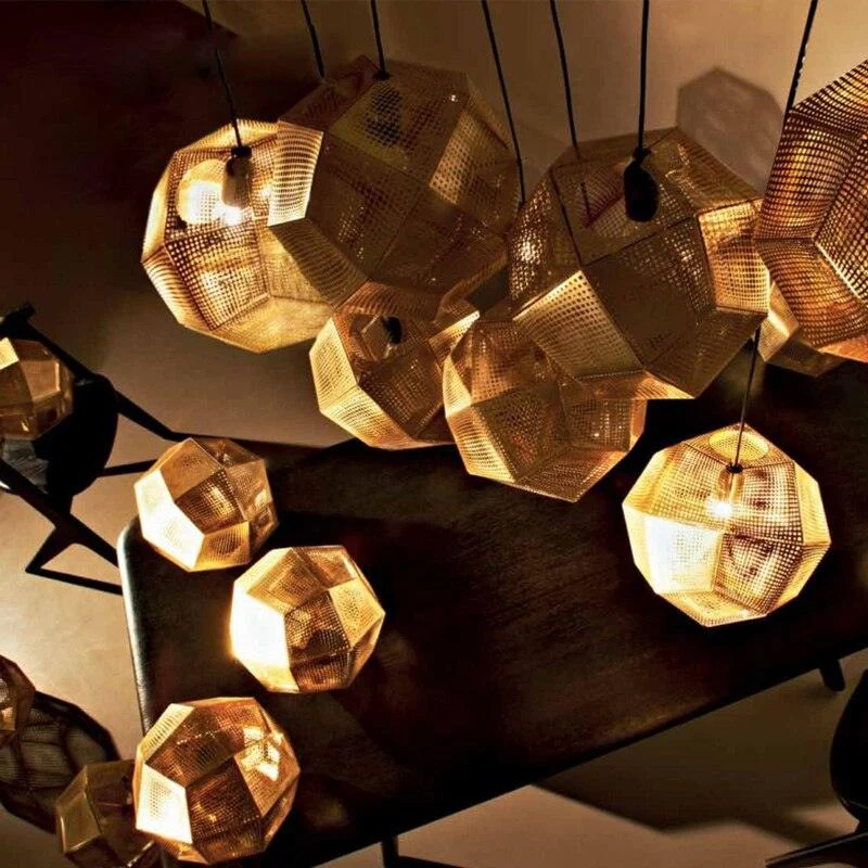 Geometric Globe Metal Mesh Gold Silver Industrial Pendant Light -  - #tag1#
