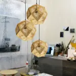 Geometric Globe Metal Mesh Gold Silver Industrial Pendant Light tag1