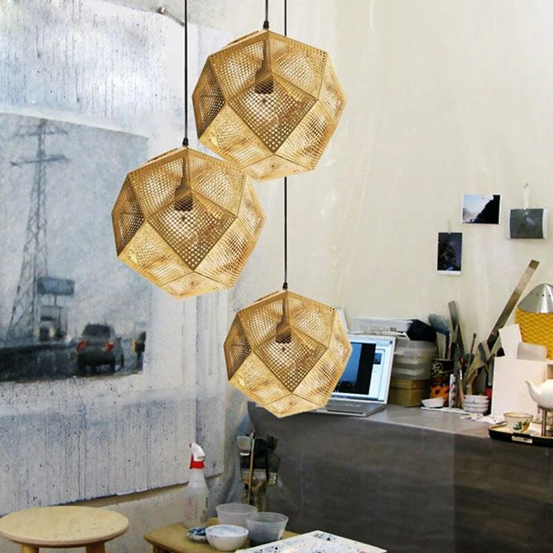Geometric Globe Metal Mesh Gold Silver Industrial Pendant Light -  - #tag1#