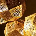 Geometric Globe Metal Mesh Gold Silver Industrial Pendant Light tag1