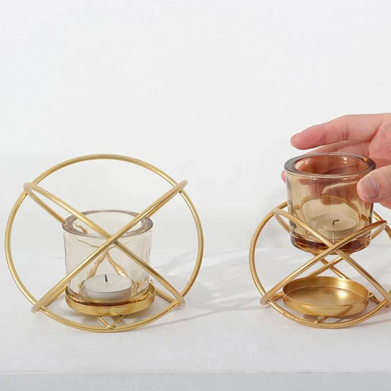 Geometric Gold Candelabrume: Romantic Table Decor -