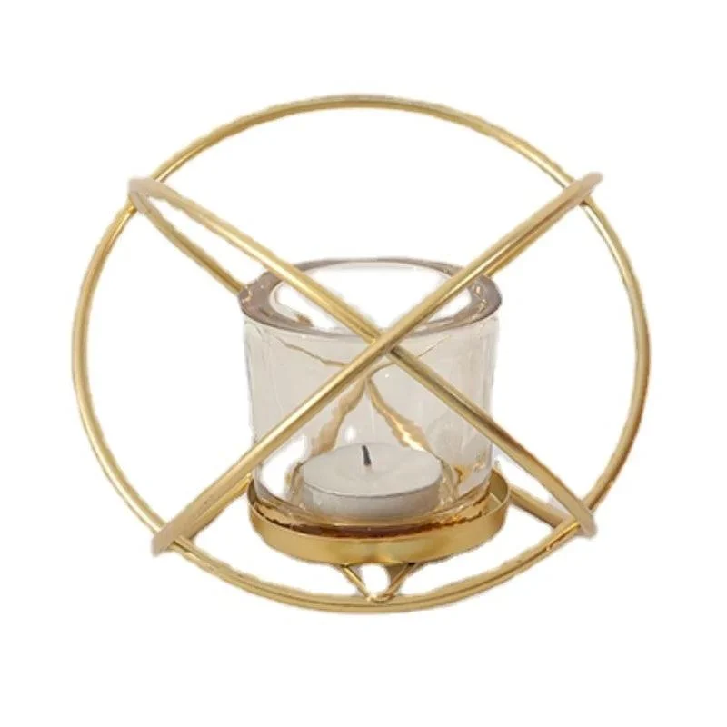 Geometric Gold Candelabrume: Romantic Table Decor -