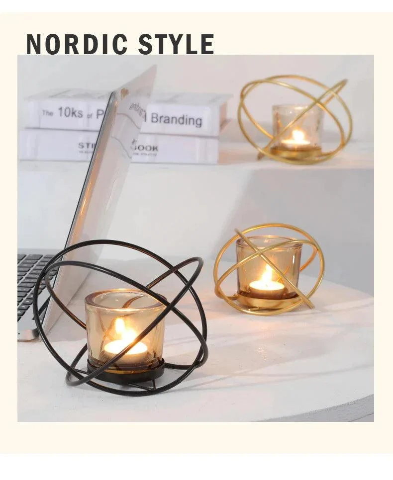 Geometric Gold Candelabrume: Romantic Table Decor -
