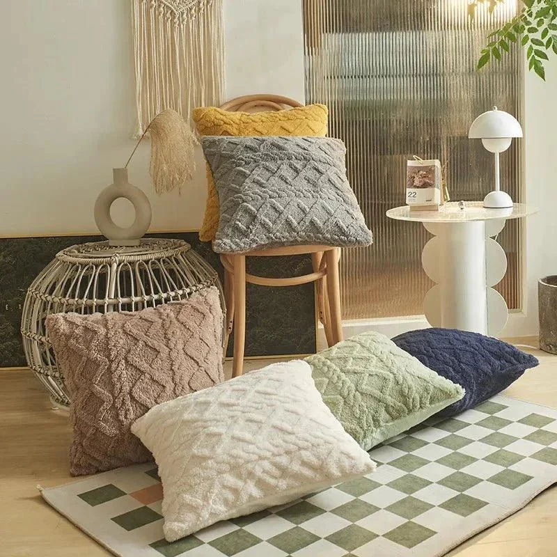 Geometric Plush Cushion Cover -  - #tag1#