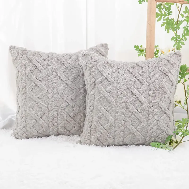 Geometric Plush Pillow Cover tag1