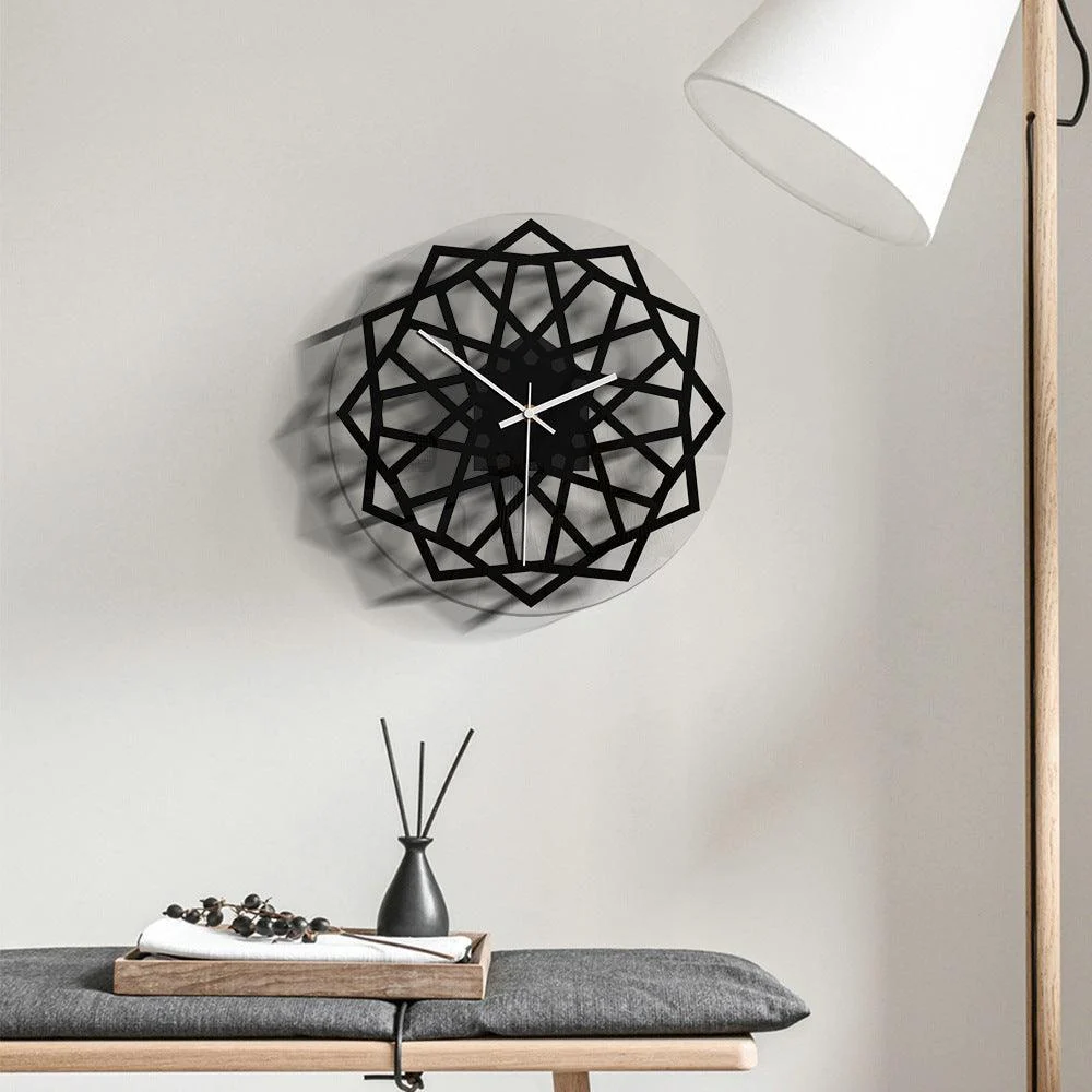 Geometric Wall Décor Noiseless Clock for Home -