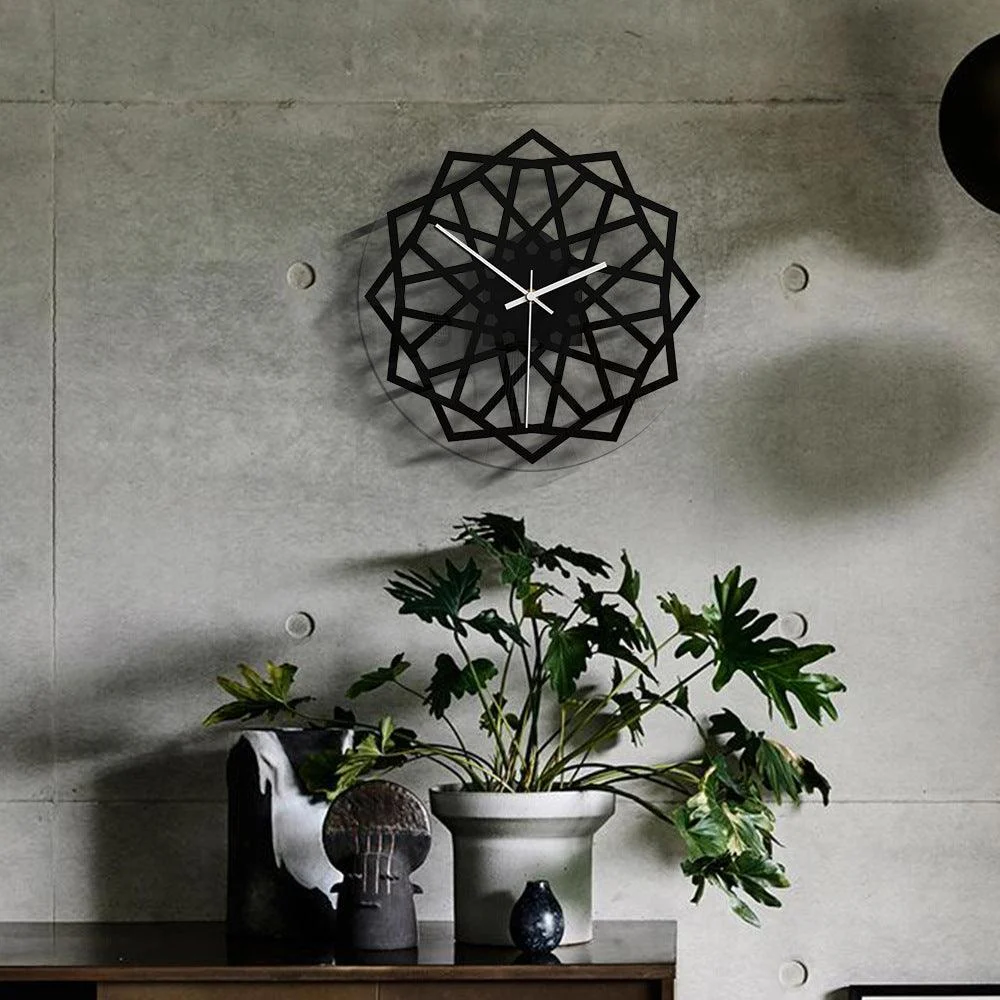 Geometric Wall Décor Noiseless Clock for Home -