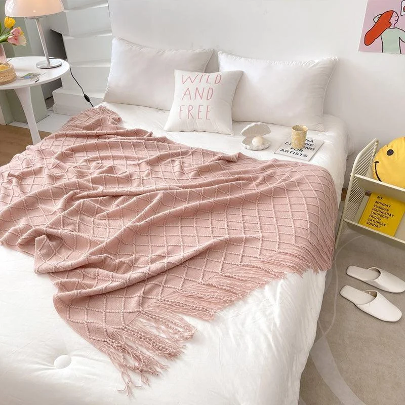 Geometry Cozy Tassel Blanket -  - #tag1#