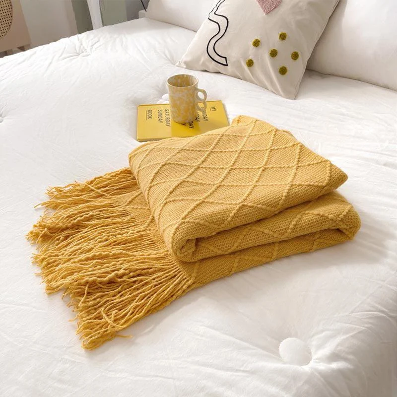 Geometry Cozy Tassel Blanket -  - #tag1#