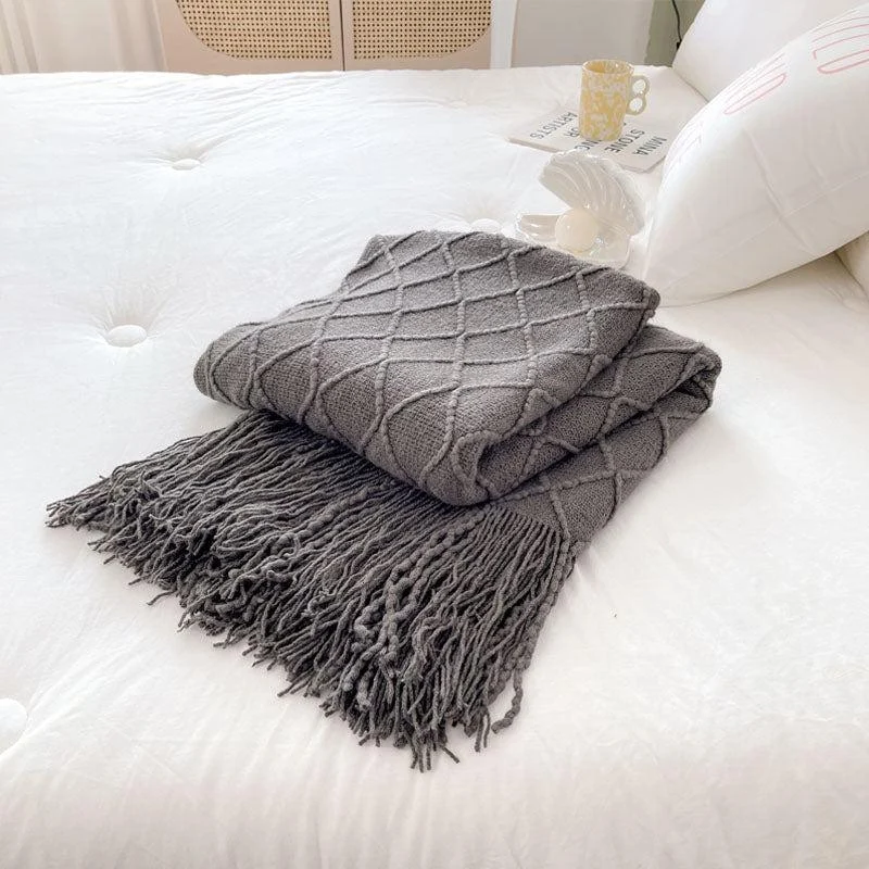 Geometry Cozy Tassel Blanket -  - #tag1#