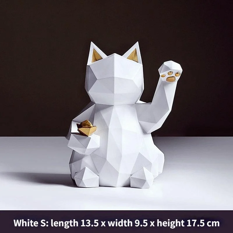 Geometry Japenese Lucky Cat Statue -