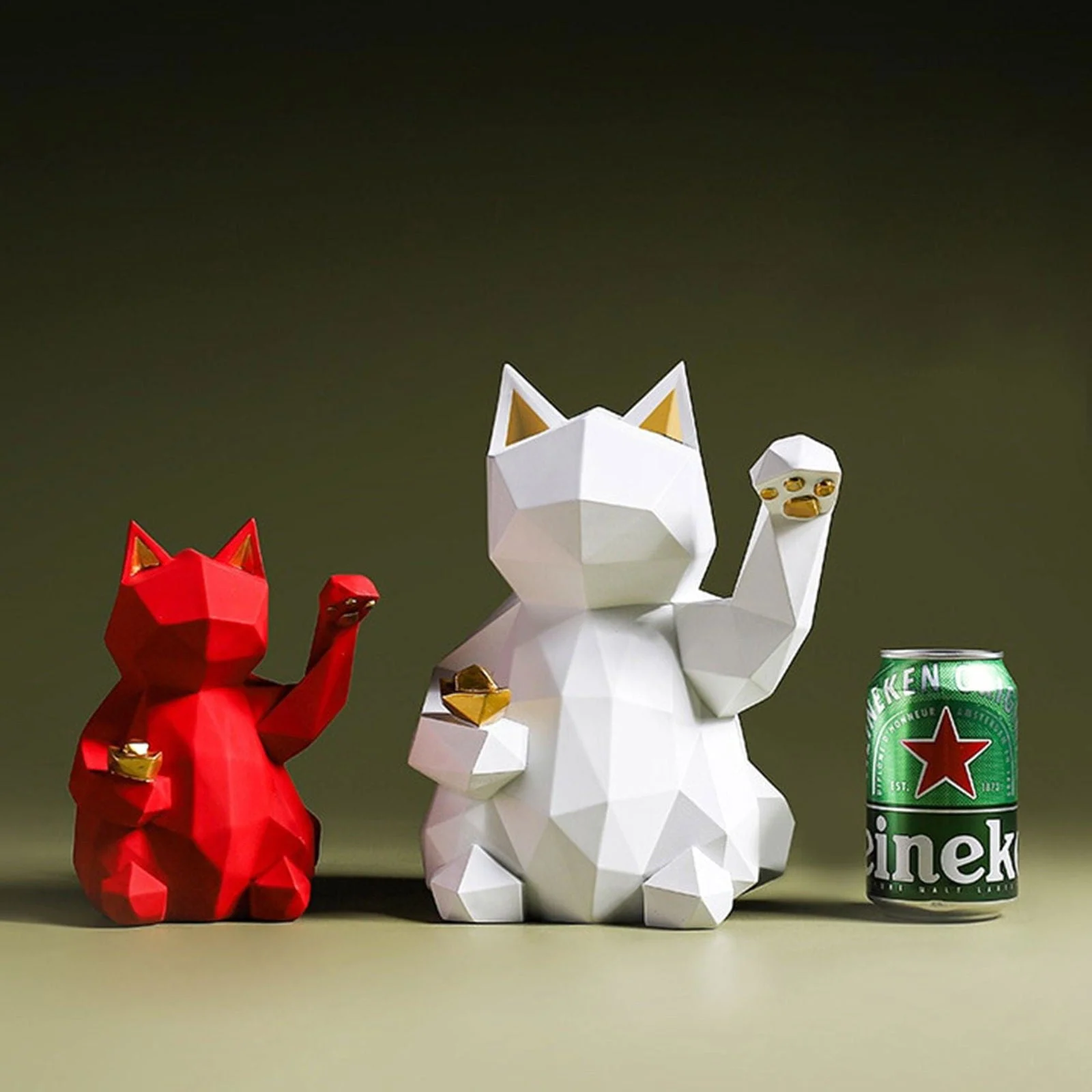 Geometry Japenese Lucky Cat Statue -