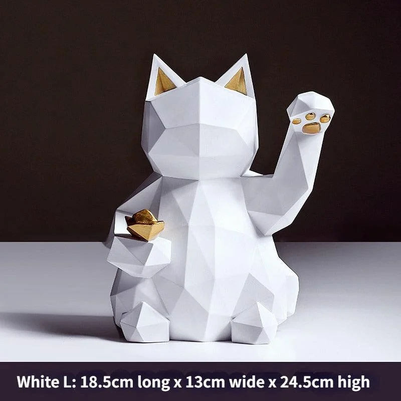 Geometry Japenese Lucky Cat Statue -