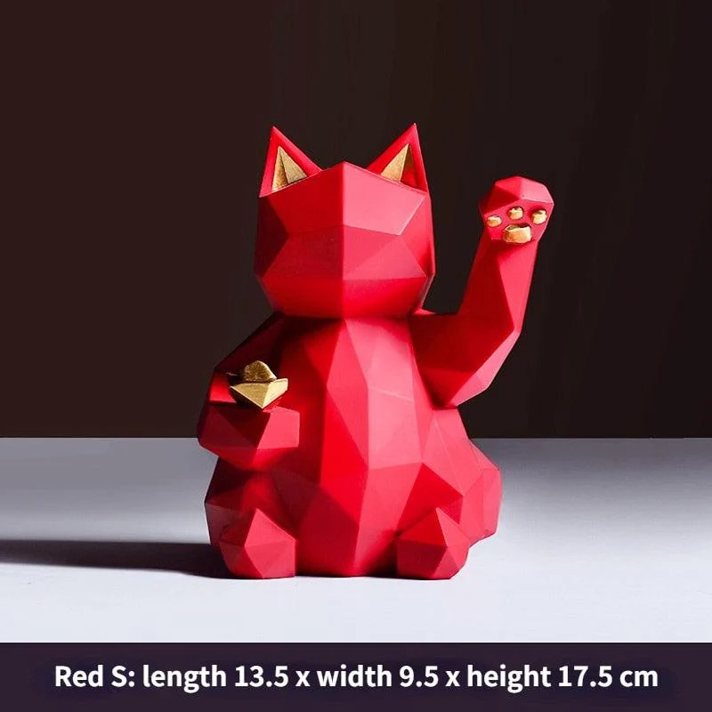 Geometry Japenese Lucky Cat Statue -