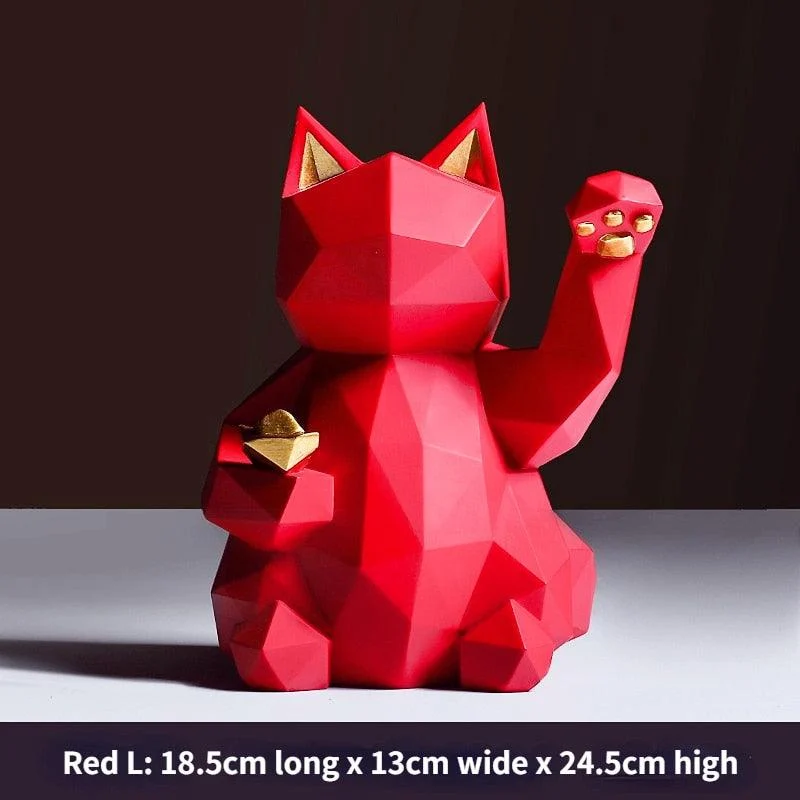 Geometry Japenese Lucky Cat Statue -