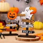 Ghost Festival Decoration Supplies Halloween Pumpkin Letters Wooden Decoration tag1