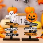 Ghost Festival Decoration Supplies Halloween Pumpkin Letters Wooden Decoration tag1