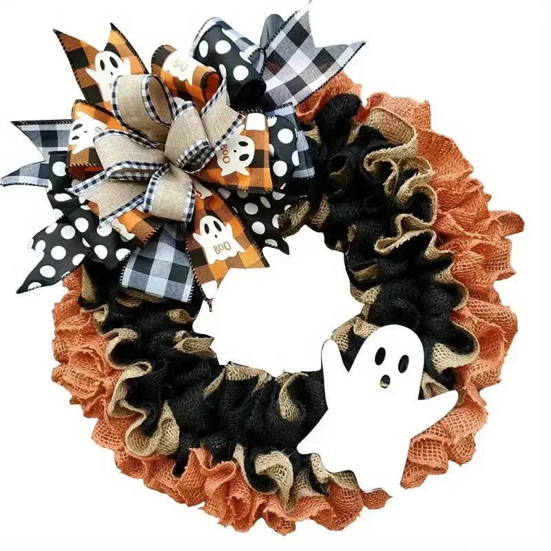 Ghost Halloween Wreath Front Door Décor -  - #tag1#