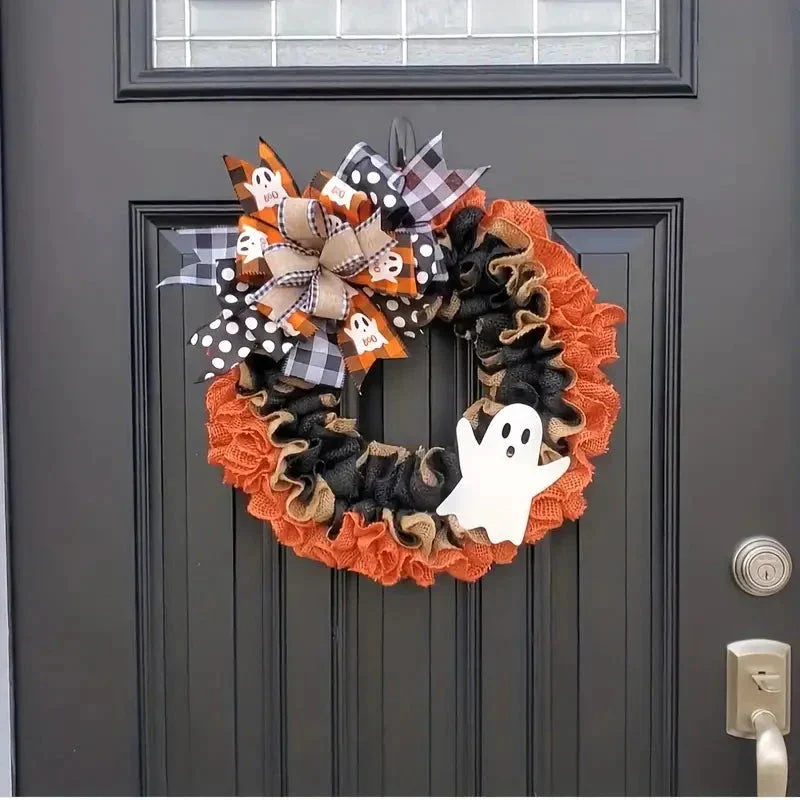 Ghost Halloween Wreath Front Door Décor -  - #tag1#