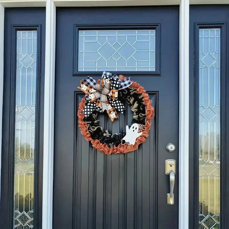 Ghost Halloween Wreath Front Door Décor -  - #tag1#
