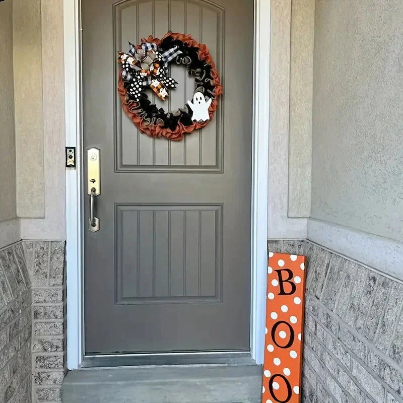 Ghost Halloween Wreath Front Door Décor -  - #tag1#