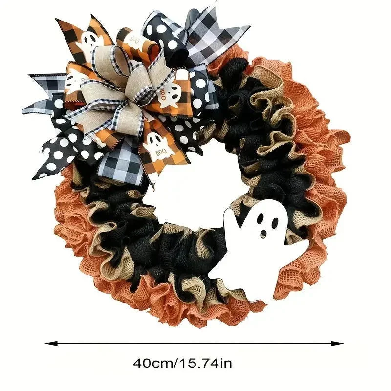 Ghost Halloween Wreath Front Door Décor -  - #tag1#