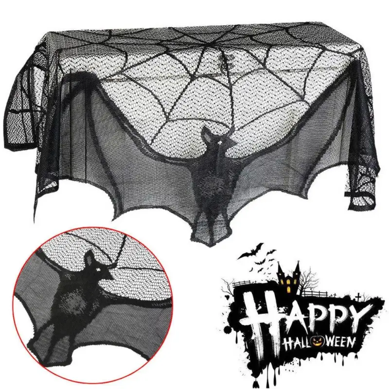 Ghost festival lace tablecloth black spider web tablecloth tag1