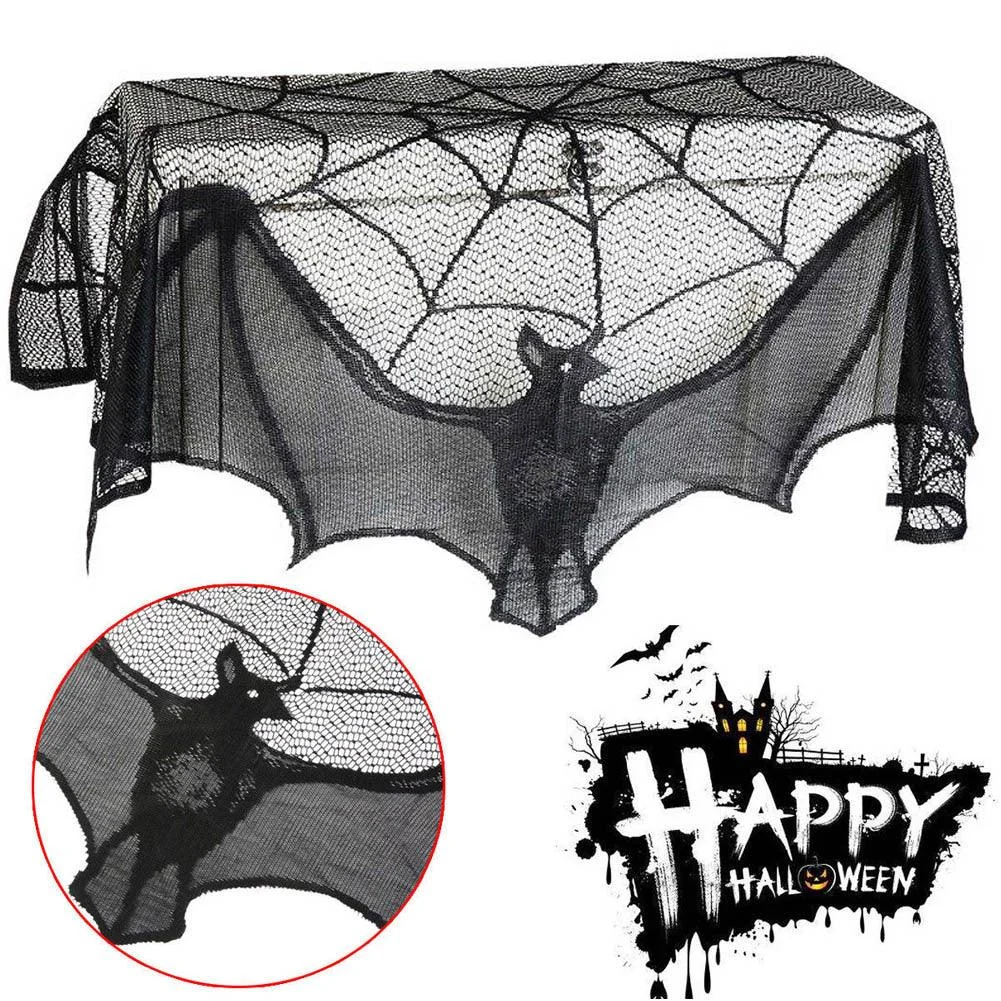 Ghost festival lace tablecloth black spider web tablecloth -  - #tag1#
