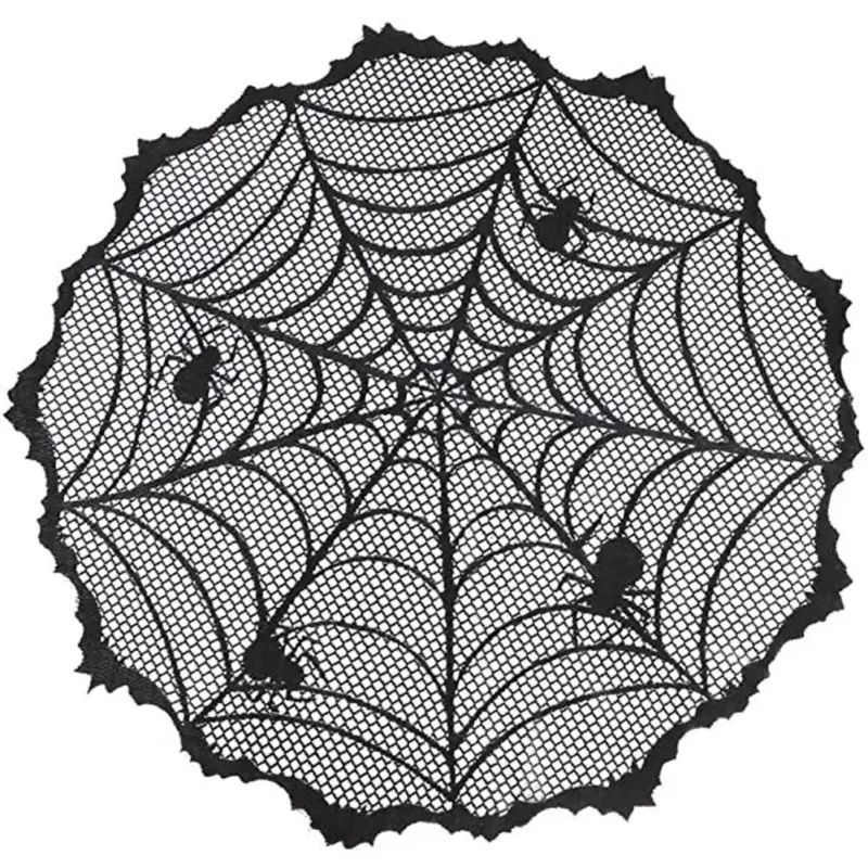 Ghost festival lace tablecloth black spider web tablecloth tag1