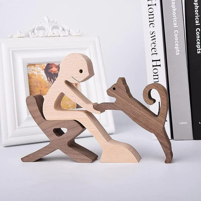 Gift For Pet Lovers - Wood Sculpture Table Ornaments - The Love Between You And Your Fur-Friend -  - #tag1#