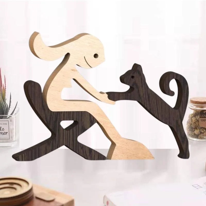 Gift For Pet Lovers - Wood Sculpture Table Ornaments - The Love Between You And Your Fur-Friend -  - #tag1#