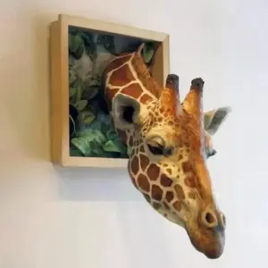 Giraffe Head 3D Wall Sculpture: Lifelike Wall Art Decor